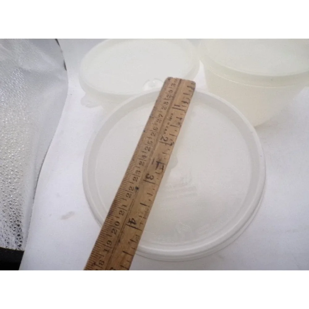 Vintage Tupperware Wonderlier Bowls Set of 3‎ Sheer White with Lids 4 Inch Round